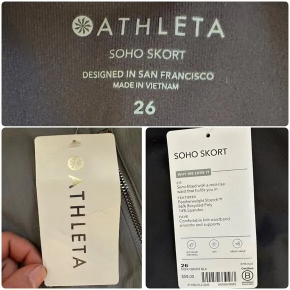 Athleta Soho Skirt Womens 26 3X Black Skirt Short Tennis Hiking Outdoor Golf NWT