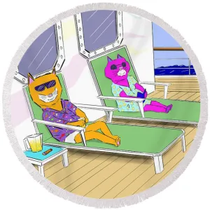 Cruise Cats - Round Beach Towel