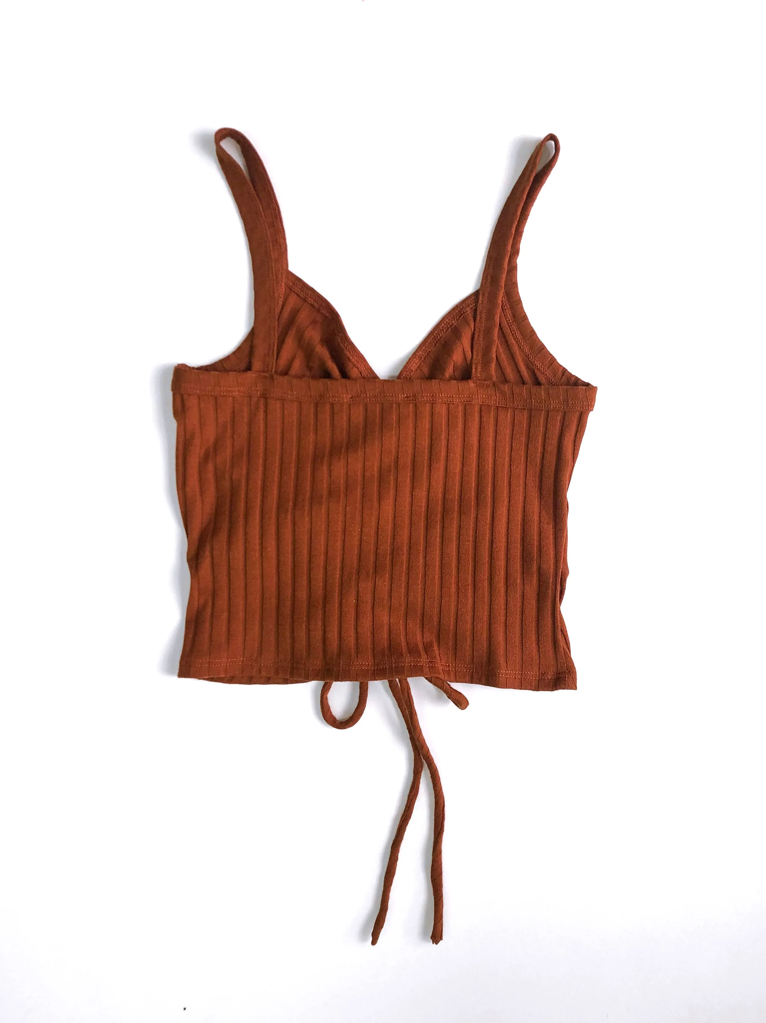 Elsa Ribbed Crop Top - Meerkat