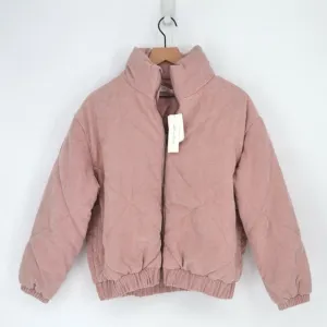 NEW All In Favor Quilted Corduroy Bomber Jacket in Dusty Pink Women's S