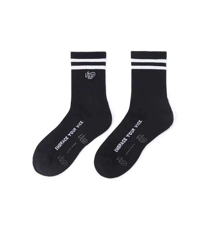Vice Golf Atelier Unisex Stripe Crew Socks - Black